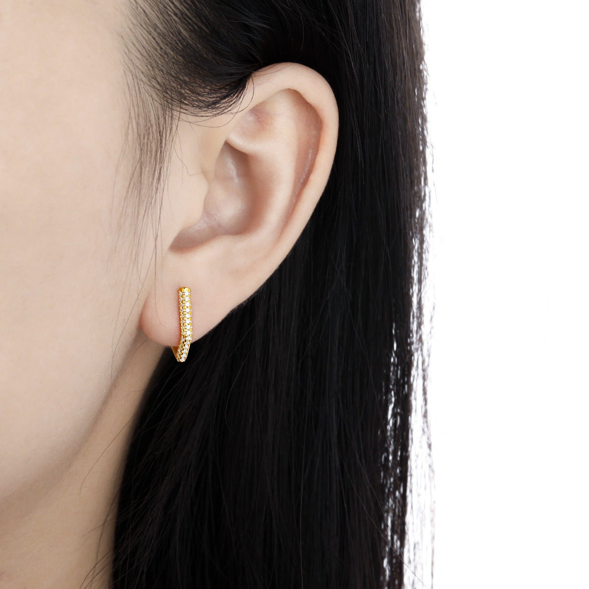 Geometric Pavé Edge Hoop Earrings