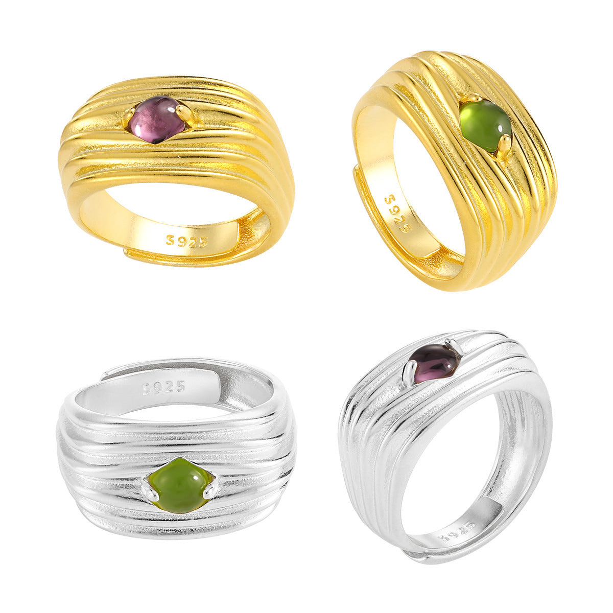 Ripple Crest Glass Stone Statement Ring OPHRASTUDIO