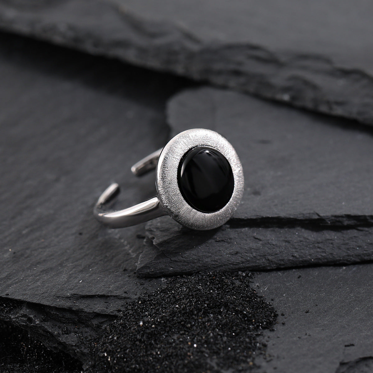 Matte Brushed Black Onyx Statement Ring OPHRASTUDIO