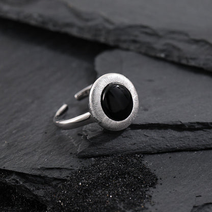 Matte Brushed Black Onyx Statement Ring OPHRASTUDIO