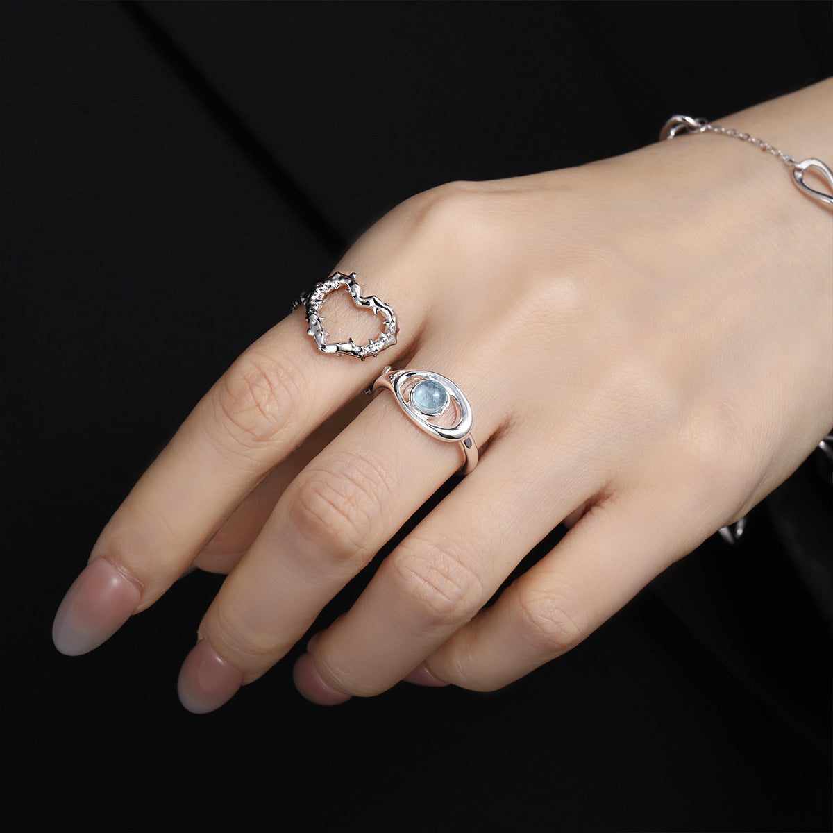 Aquamarine Hollow Statement Ring OPHRASTUDIO