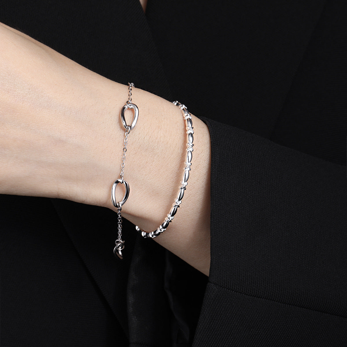 Wave Orbit Sterling Silver Bracelet OPHRASTUDIO