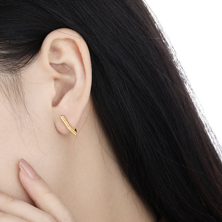 Geometric Pavé Edge Hoop Earrings
