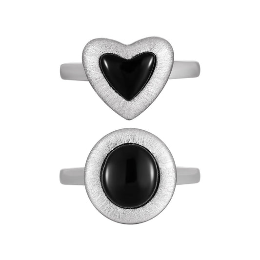 Matte Brushed Black Onyx Statement Ring OPHRASTUDIO