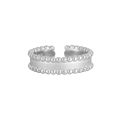 Matte Beaded Edge Silver Band Ring OPHRASTUDIO