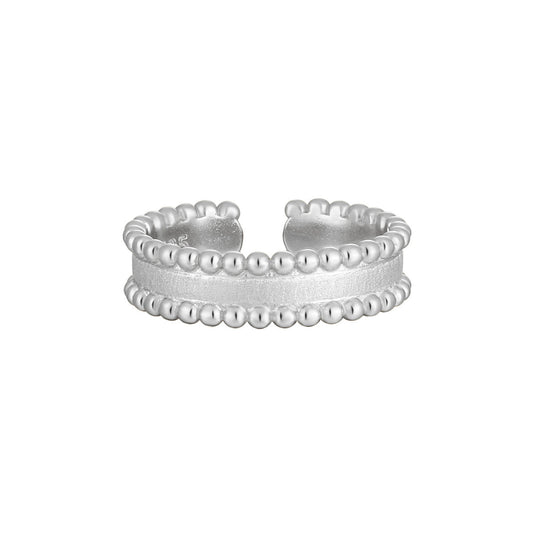 Matte Beaded Edge Silver Band Ring OPHRASTUDIO