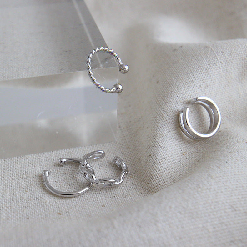 Minimalist Sterling Silver Ear Cuff Earrings OPHRASTUDIO