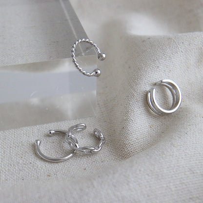Minimalist Sterling Silver Ear Cuff Earrings OPHRASTUDIO
