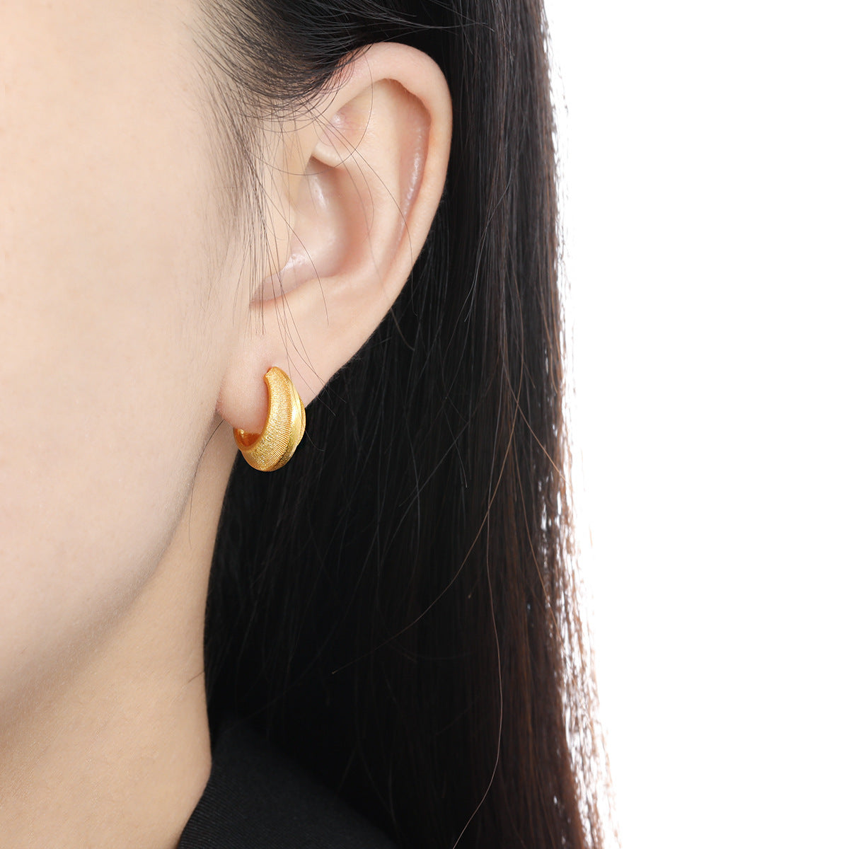 Luminous Brushed Huggie Earrings OPHRASTUDIO