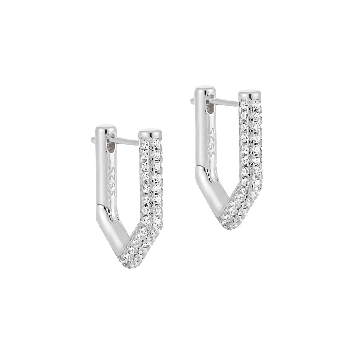 Geometric Pavé Edge Hoop Earrings