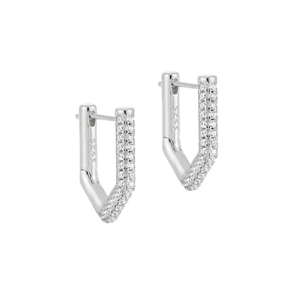 Geometric Pavé Edge Hoop Earrings