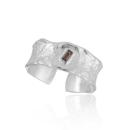 Sculpted Edge Baguette Zirconia Statement Ring OPHRASTUDIO