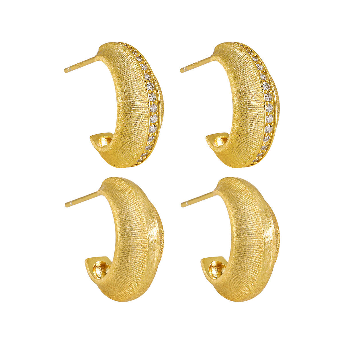 Luminous Brushed Huggie Earrings OPHRASTUDIO