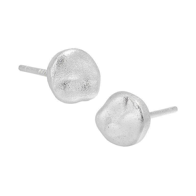 Minimal Muse Textured Tiny Silver Stud Earrings OPHRASTUDIO