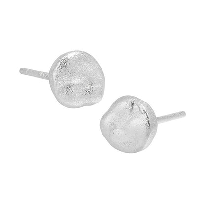 Minimal Muse Textured Tiny Silver Stud Earrings OPHRASTUDIO