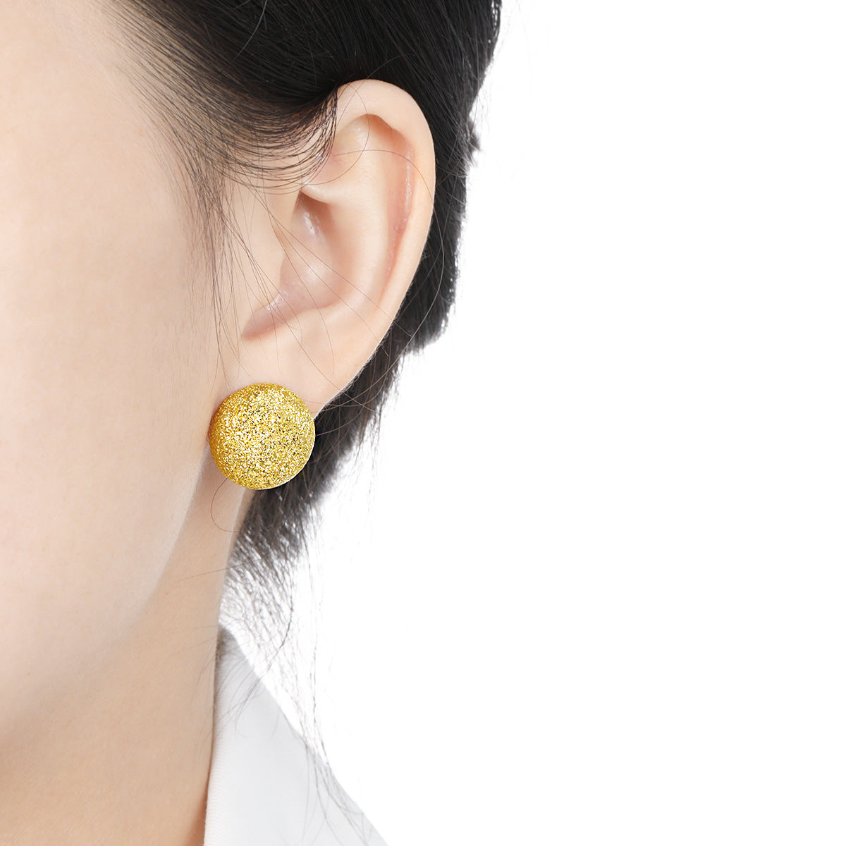 Lumi Shimmer Matte Sphere Silver Stud Earrings OPHRASTUDIO
