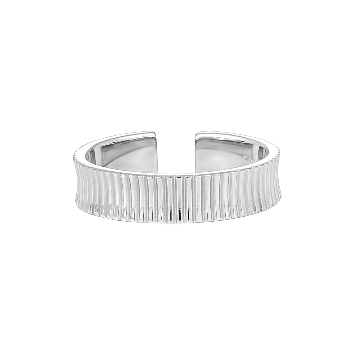 Retro Line Texture Silver Band Ring OPHRASTUDIO