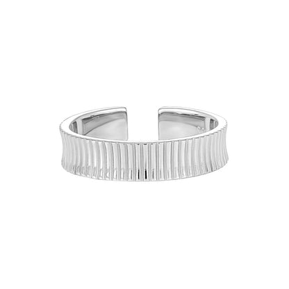 Retro Line Texture Silver Band Ring OPHRASTUDIO