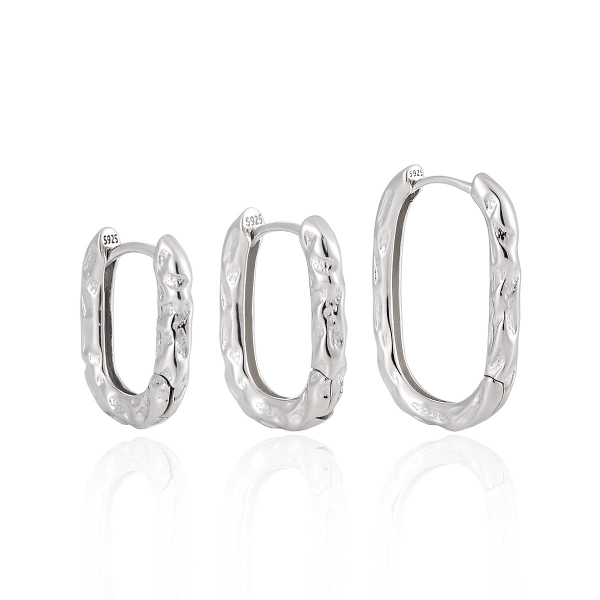 Textured Flow Sterling Silver Hoop Earrings