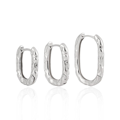 Textured Flow Sterling Silver Hoop Earrings