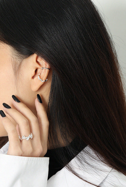 Wave Textured Ear Cuff Earring OPHRASTUDIO