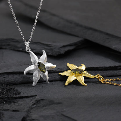 Peridot Starfish Pendant Necklace OPHRASTUDIO