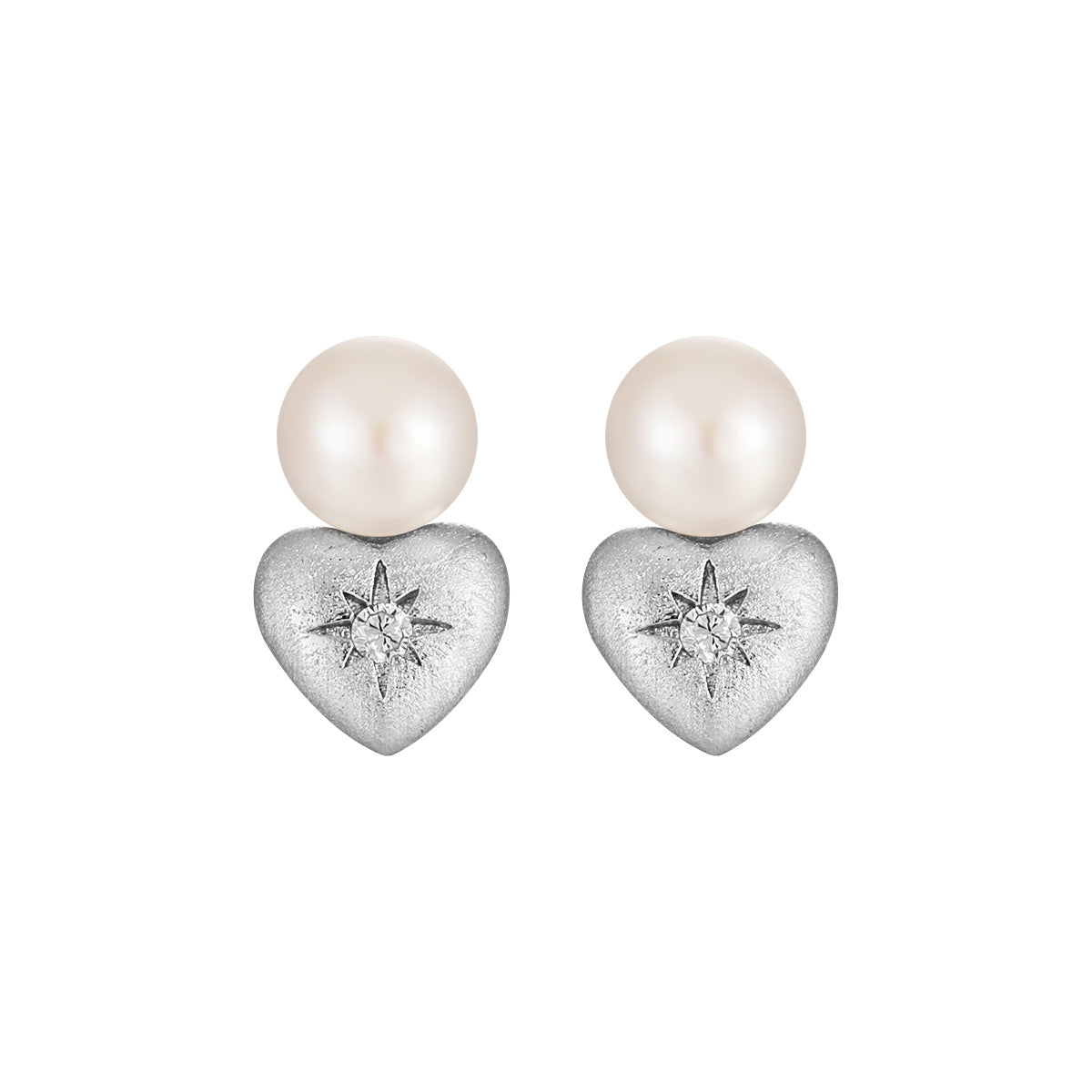 Lustre Heart Sterling Silver Stud Earrings OPHRASTUDIO