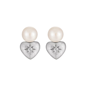 Lustre Heart Sterling Silver Stud Earrings OPHRASTUDIO
