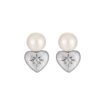 Lustre Heart Sterling Silver Stud Earrings OPHRASTUDIO