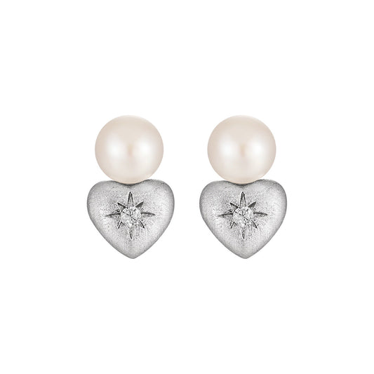 Lustre Heart Sterling Silver Stud Earrings OPHRASTUDIO