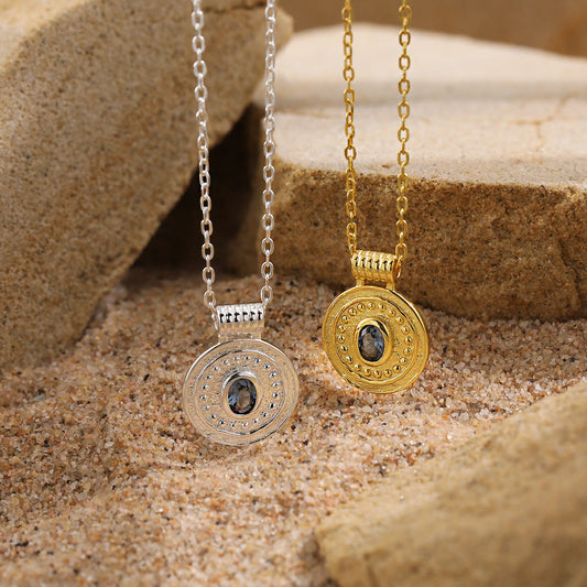 Sapphire Medallion Pendant Necklace OPHRASTUDIO