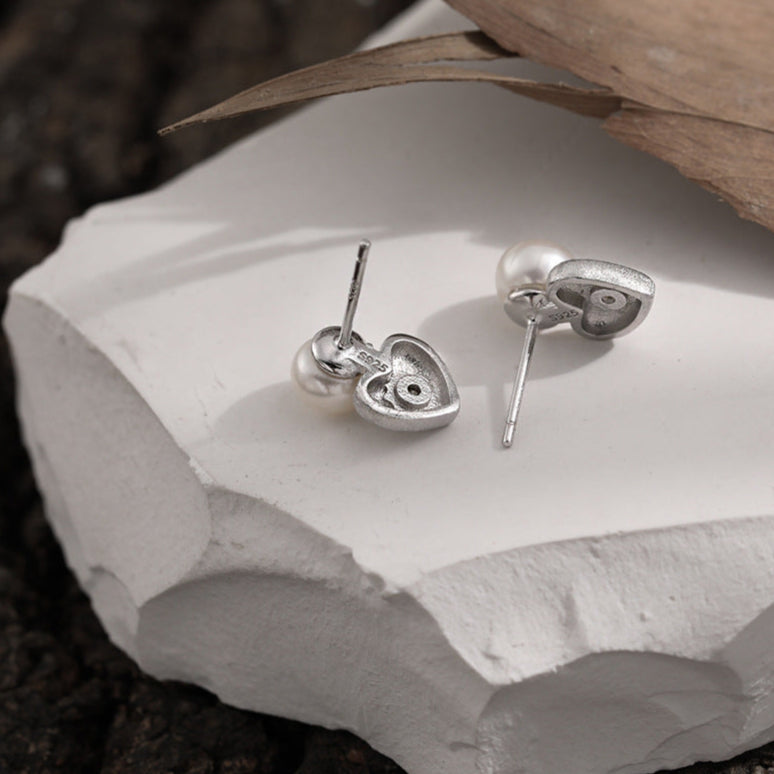 Lustre Heart Sterling Silver Stud Earrings OPHRASTUDIO