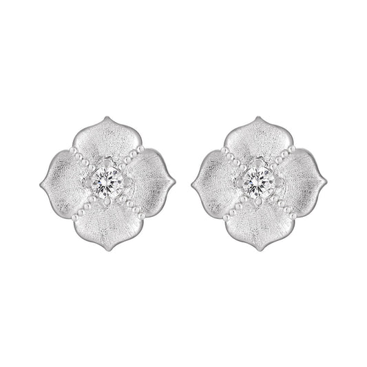 Pavé Zircon Clover Stud Earrings OPHRASTUDIO