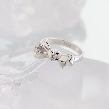 Broken Heart Bow Silver Statement Ring OPHRASTUDIO