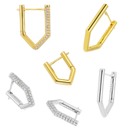 Geometric Pavé Edge Hoop Earrings