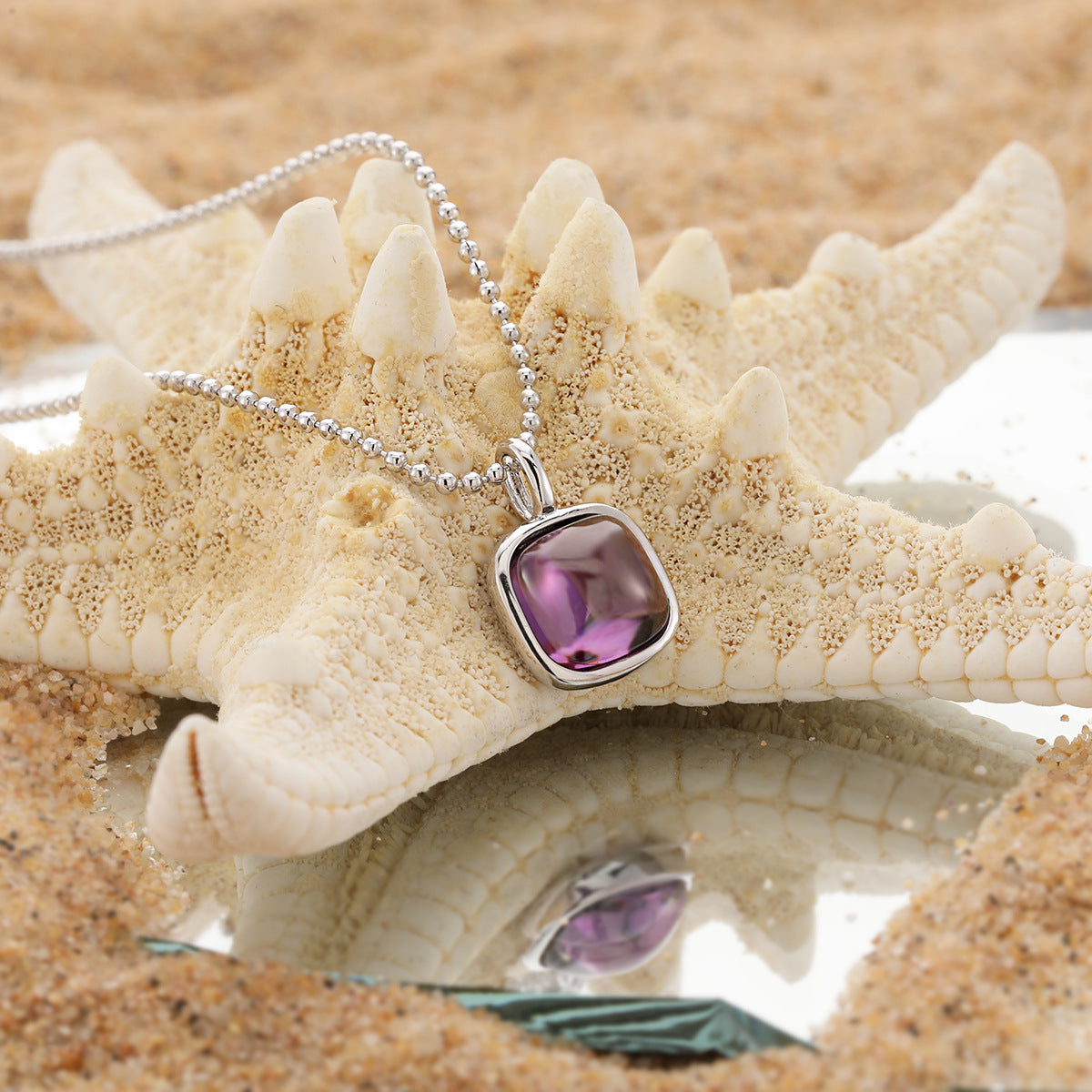 Ametrine Glow Natural Amethyst Silver Necklace OPHRASTUDIO