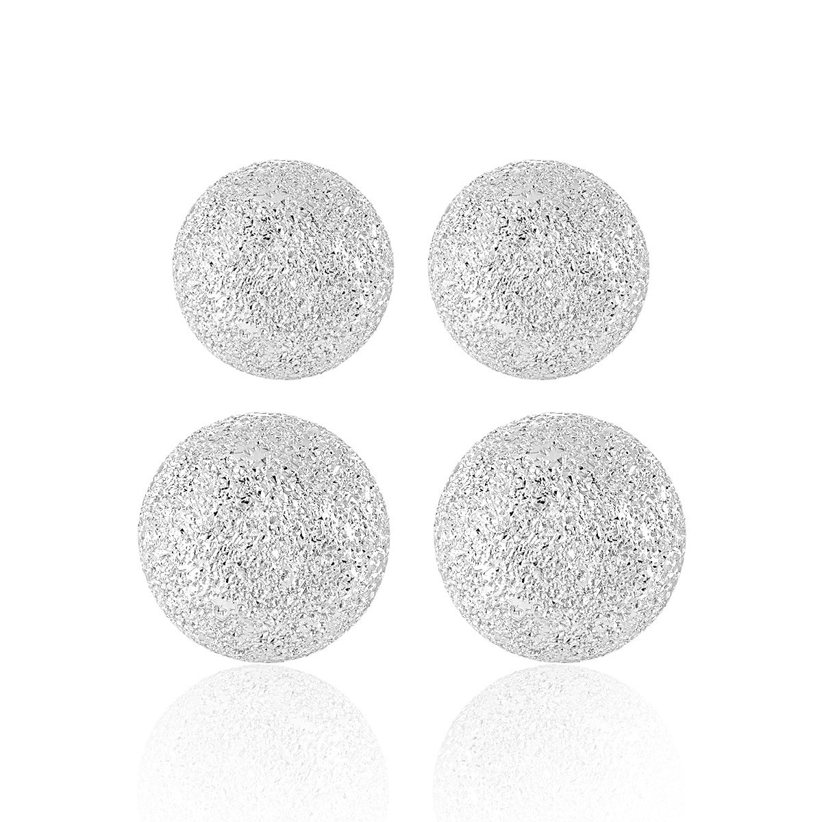 Lumi Shimmer Matte Sphere Silver Stud Earrings OPHRASTUDIO