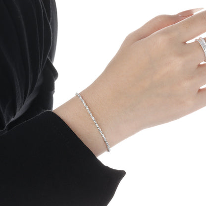 Shimmering Crystal-Cut Silver Chain Bracelet OPHRASTUDIO