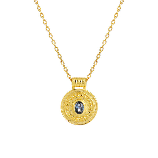 Sapphire Medallion Pendant Necklace OPHRASTUDIO