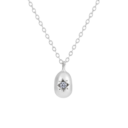 Celestial Spark Zircon Silver Pendant Necklace OPHRASTUDIO