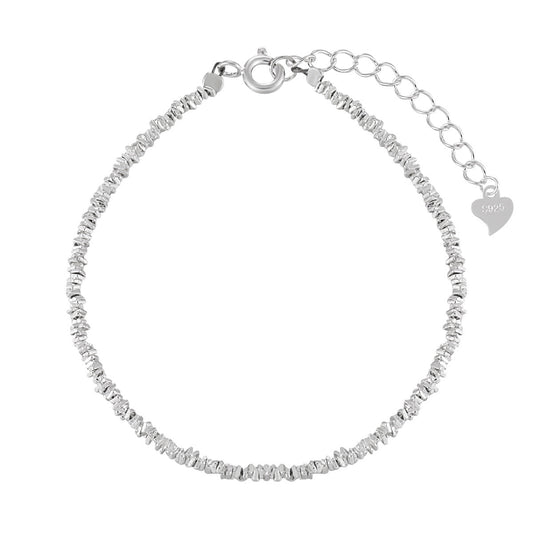 Shimmering Crystal-Cut Silver Chain Bracelet OPHRASTUDIO