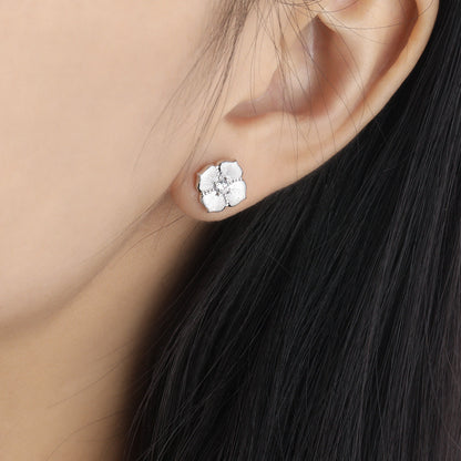 Pavé Zircon Clover Stud Earrings OPHRASTUDIO