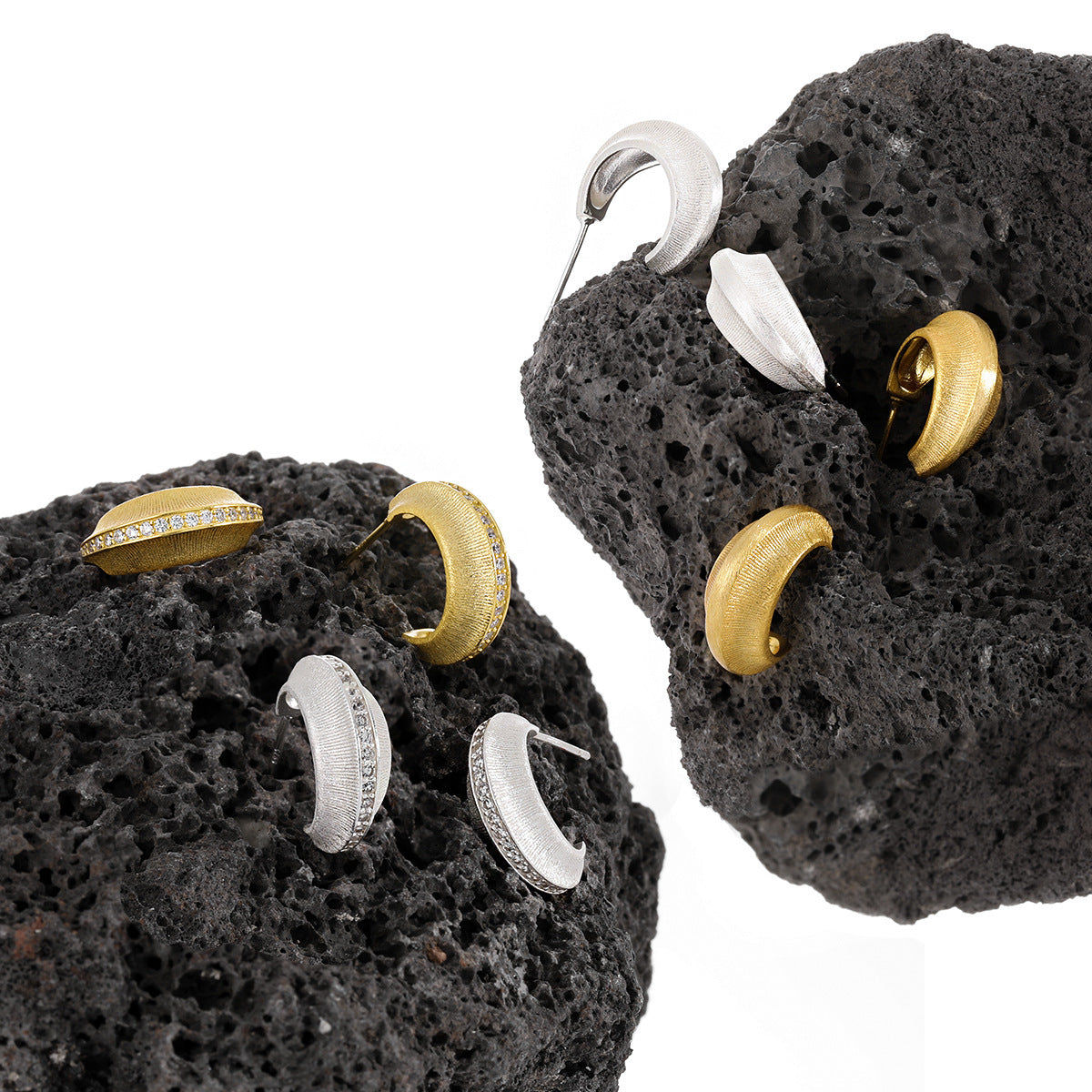 Luminous Brushed Huggie Earrings OPHRASTUDIO