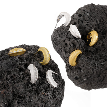 Luminous Brushed Huggie Earrings OPHRASTUDIO