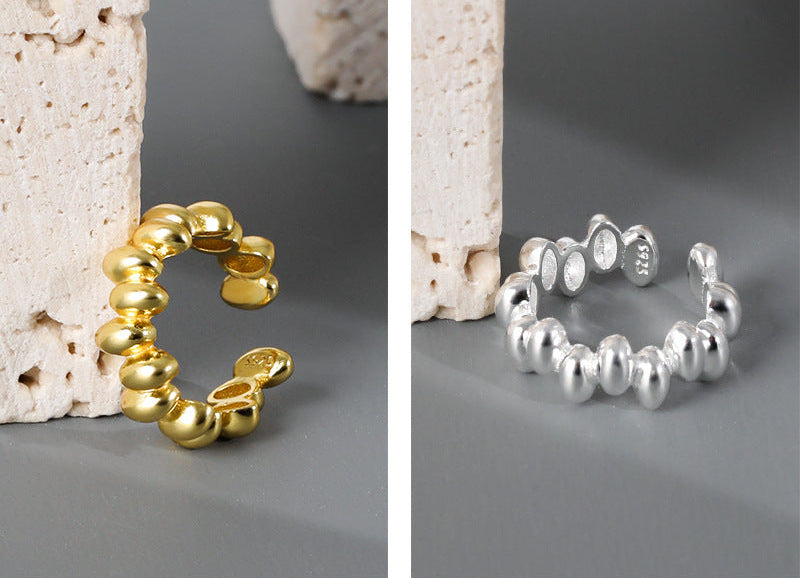 Beaded Sterling Silver Ear Cuff Earring OPHRASTUDIO