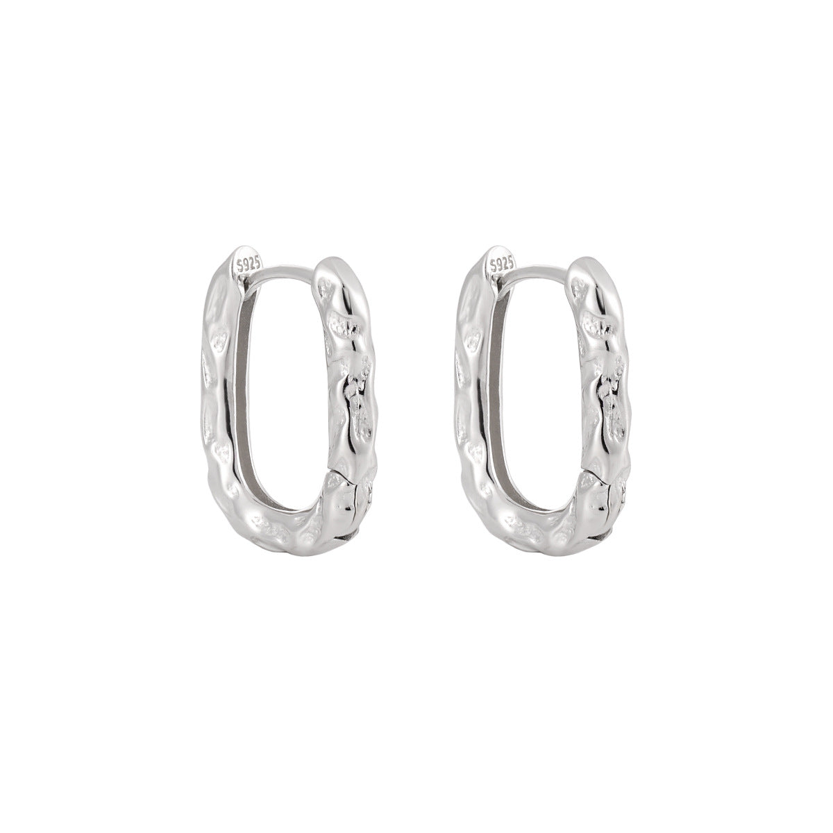 Textured Flow Sterling Silver Hoop Earrings
