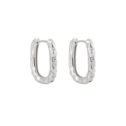 Textured Flow Sterling Silver Hoop Earrings
