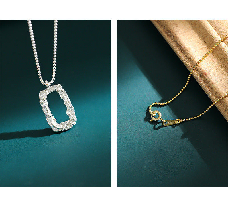 Crumpled Frame Pendant Necklace OPHRASTUDIO