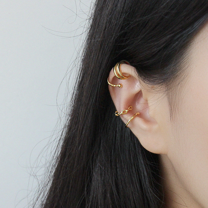 Minimalist Sterling Silver Ear Cuff Earrings OPHRASTUDIO