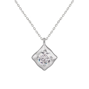 Square Solitaire Pendant Necklace OPHRASTUDIO
